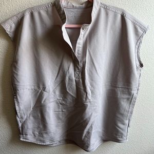 FIGS Women's Rafaela Oversized Scrub Top - Medium Light Gray color SLATE